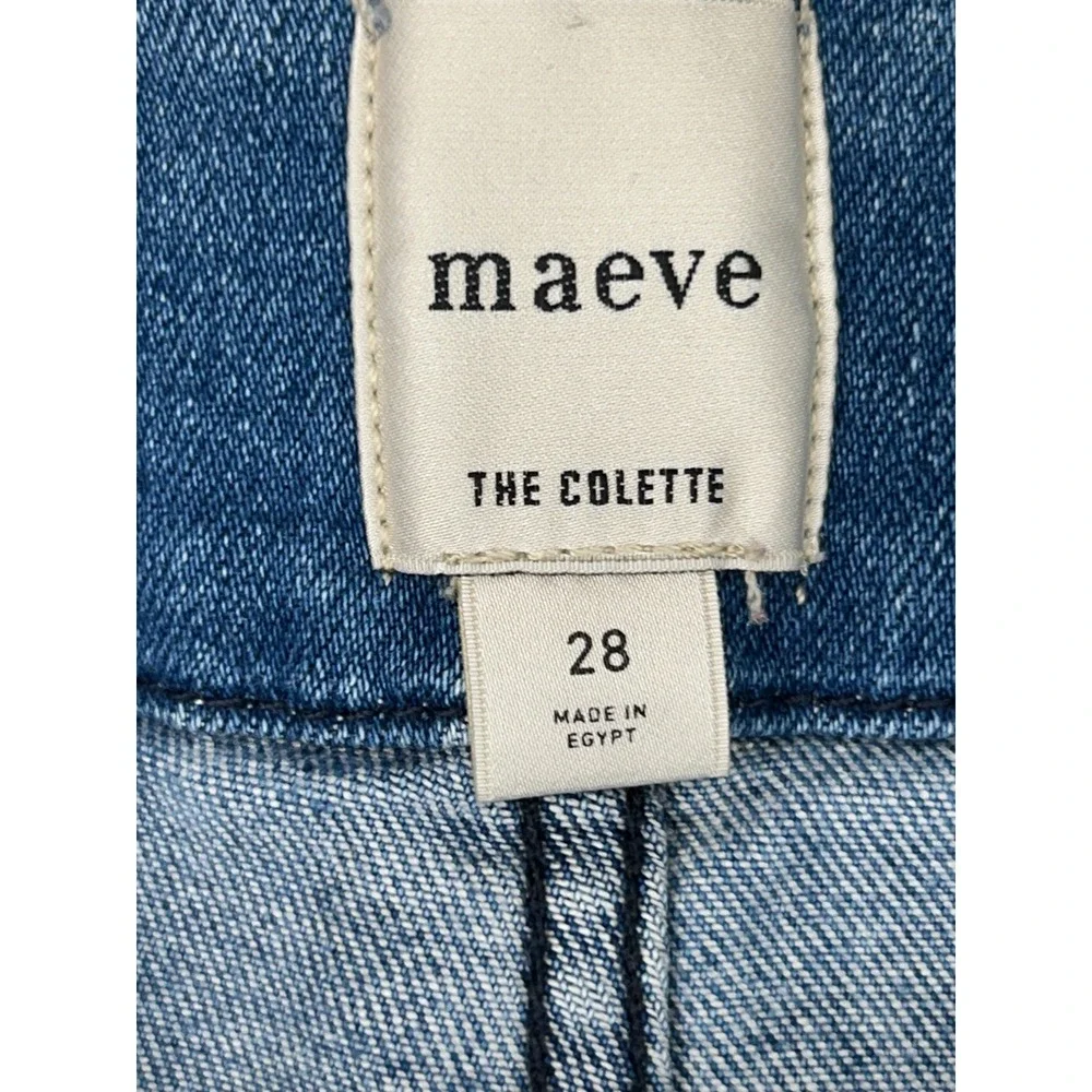 Maeve Anthropologie The Colette Wide Leg Crop Jeans Blue Medium Wash Size 28 - Picture 6 of 8